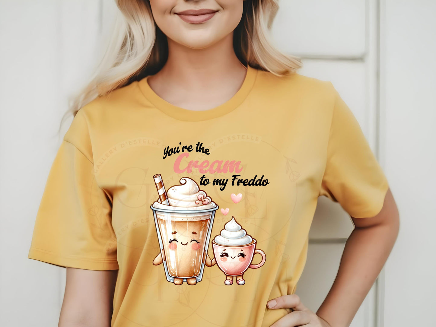 You're the Cream to My Freddo PNG, Retro Coffee Love Art, Funny Valentines Day Graphic, Cute Shirt Design