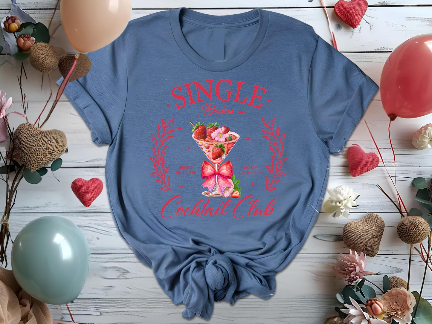 Single Babes Cocktail Club PNG, Festive Retro Valentines Drink Graphic, Coquette Anti-Valentine Shirt Design
