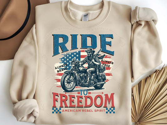 American Rebel Cowboy PNG, Vintage Motorcycle Biker Graphic, Edgy Western Independence Day Shirt Design