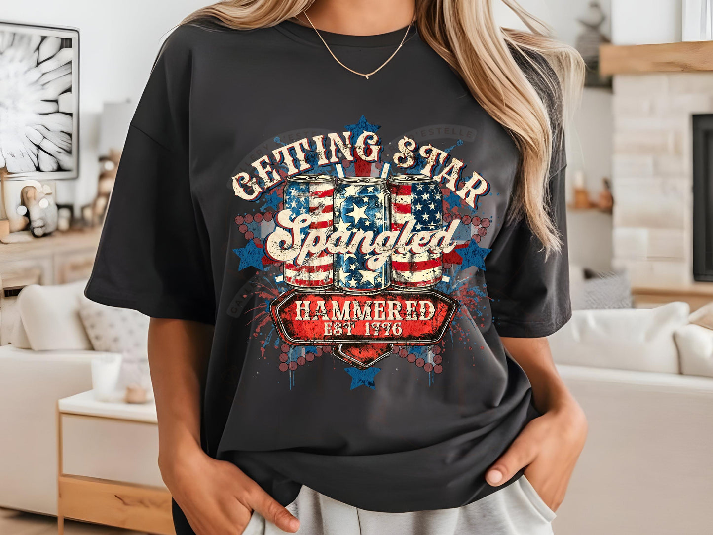 Getting Star Spangled Hammered PNG, Retro 4th of July, Trendy USA Shirt Design