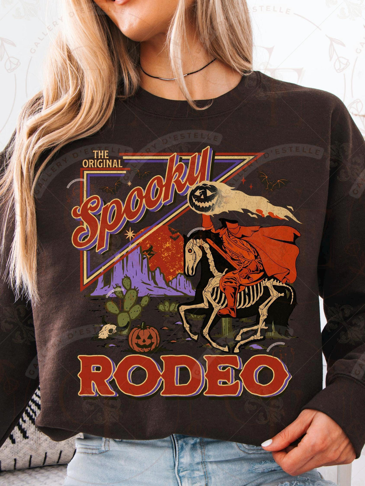 The Original Spooky Rodeo PNG, Retro Halloween Cowboy Skeleton Graphic, Gothic Western Shirt Design