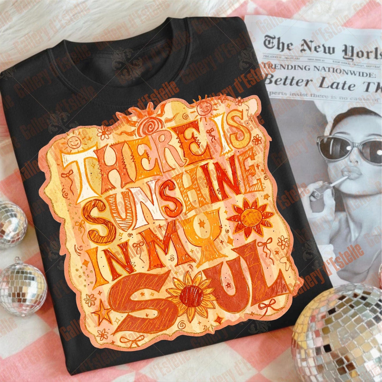 There is Sunshine in My Soul PNG, Retro Preppy Sun Graphic, Striped Beach Shirt Design