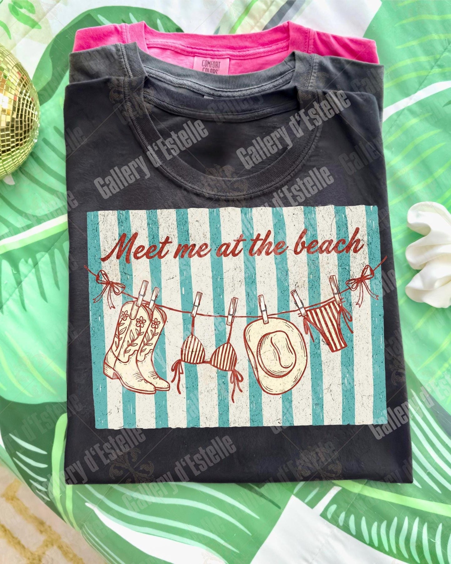 Meet Me at the Beach PNG, Retro Coastal Cowgirl Graphic, Trendy Western Summer Shirt Design