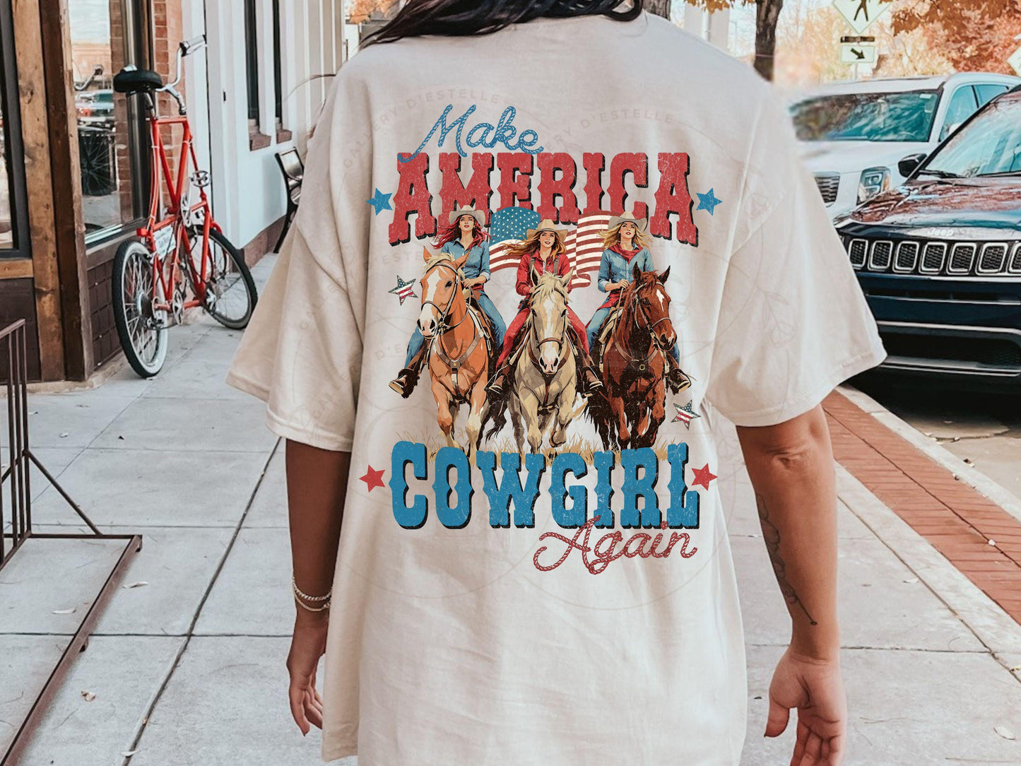 Make America Cowgirl Again PNG, Vintage Western Patriotic 4th of July Graphic, Trendy Independence Day Country Shirt Design