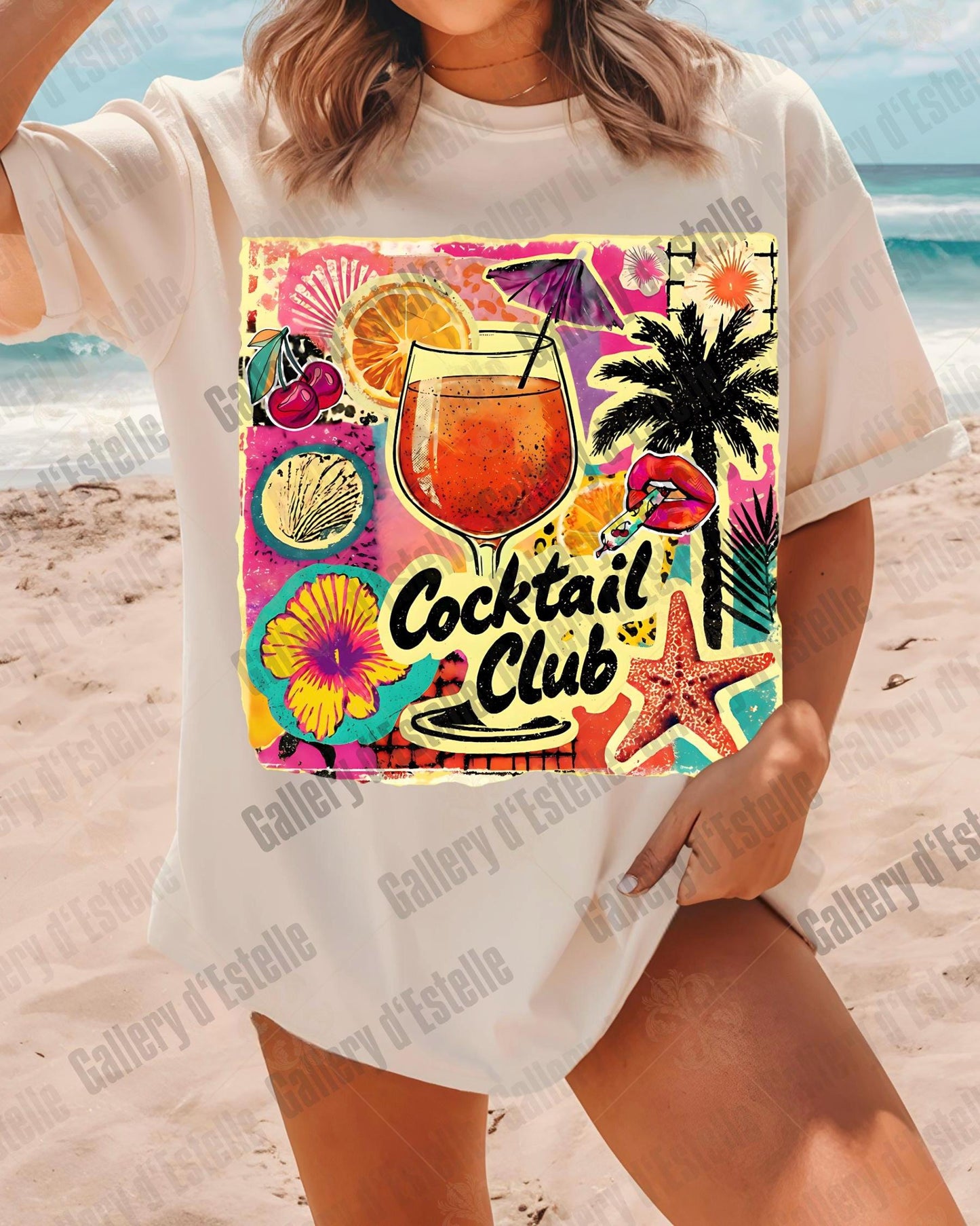 Cocktail Club PNG, Coquette Coastal Drink Graphic, Trendy Summer Beach Shirt Design