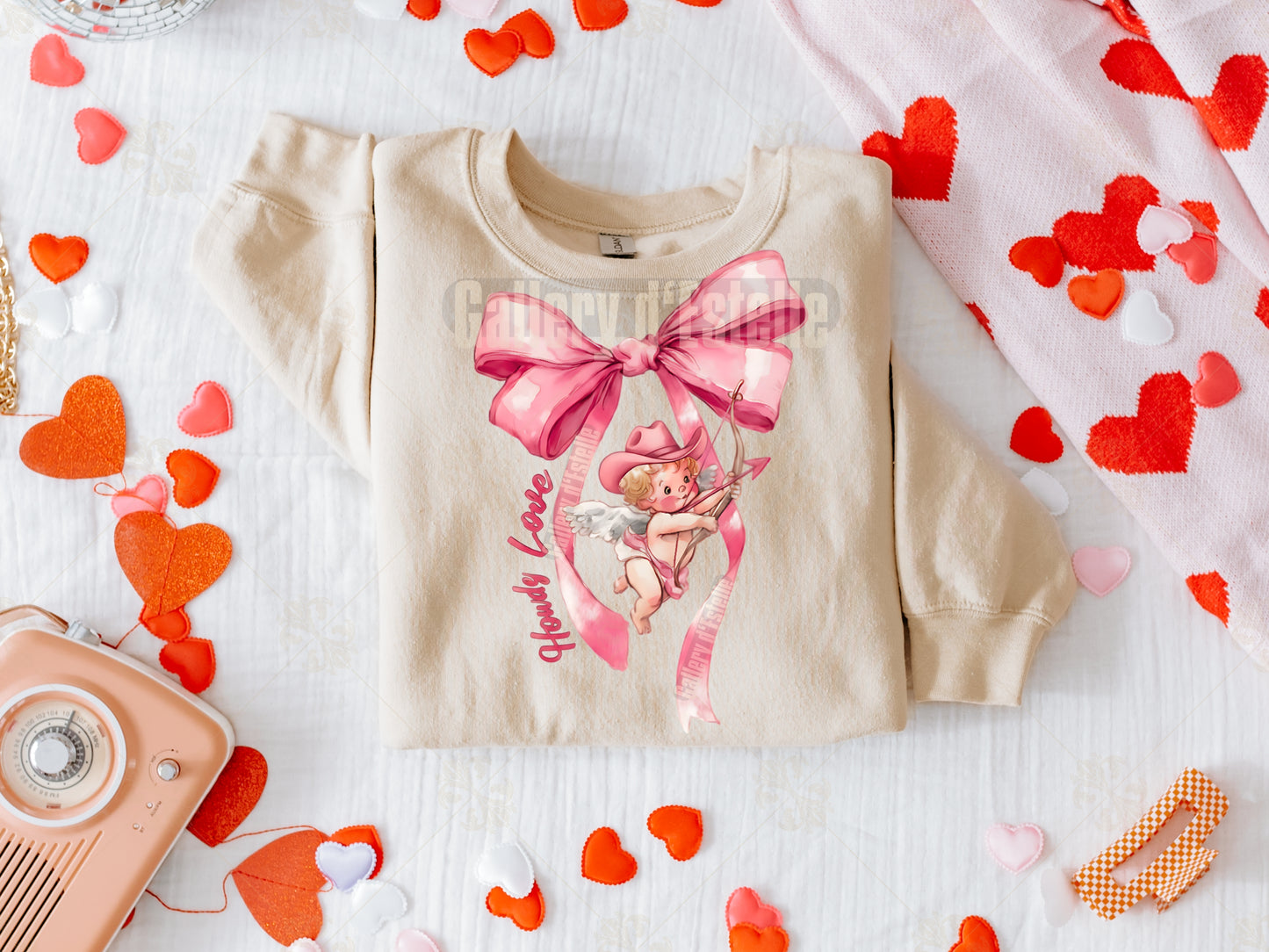 Howdy Love Cupid PNG, Coquette Western Bow Graphic, Retro Valentine Cowboy Art, Preppy Shirt Design