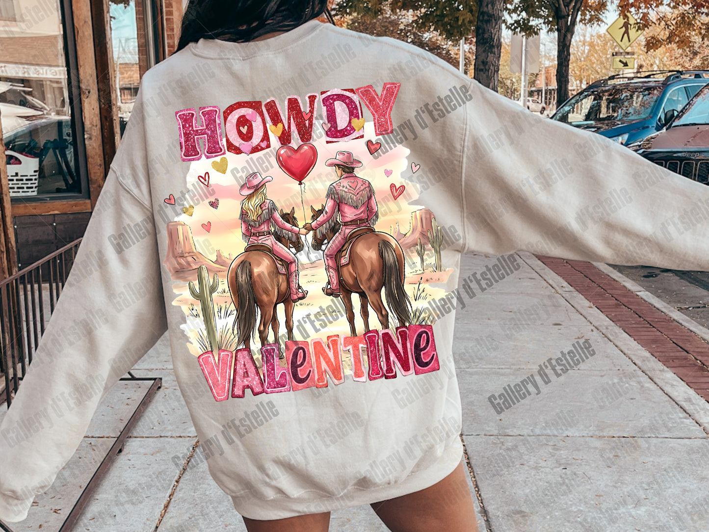 Retro Howdy Valentine PNG, Western Glitter Graphic, Coquette Cowgirl Illustration, Preppy Cowboy Love Shirt Design