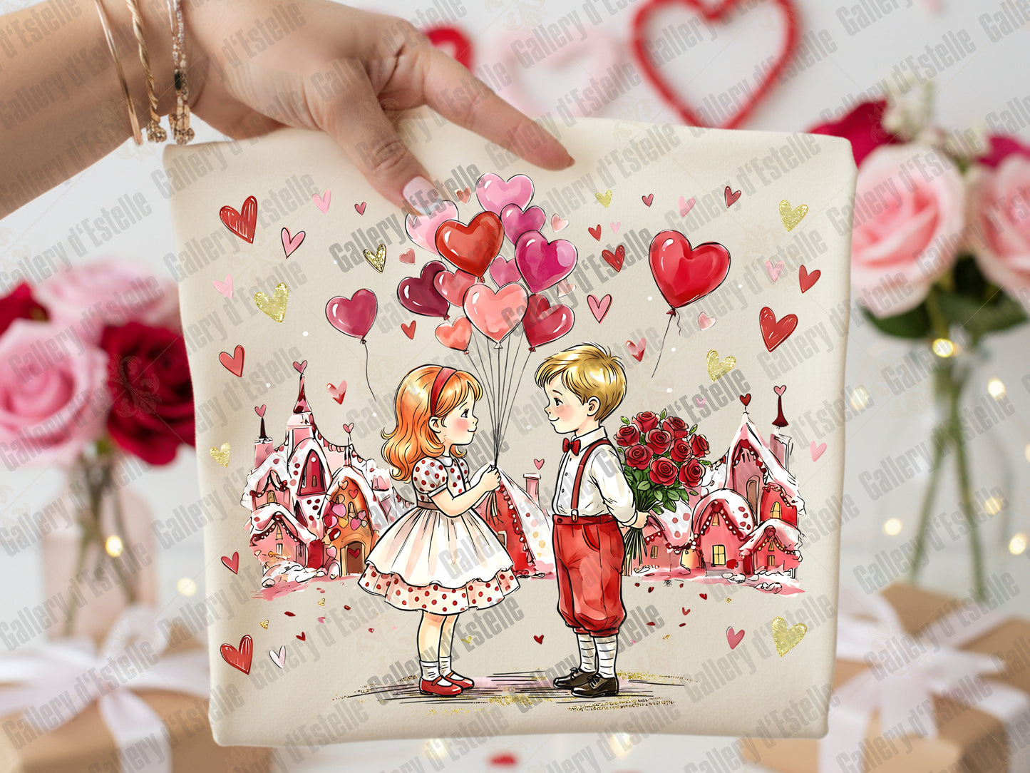 Retro Valentine Kids PNG, Preppy Love Illustration, Whimsical VDay Shirt Design