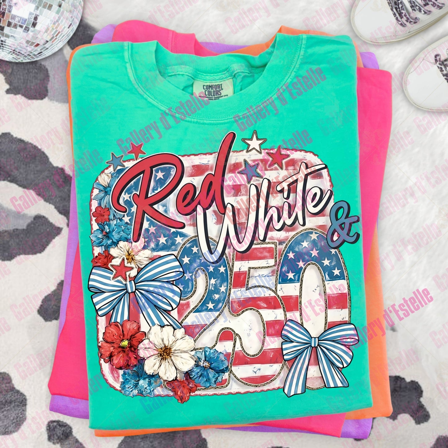 Red White & 250 PNG, Retro Patriotic Bow Graphic, Coquette USA 4th of July Shirt Design