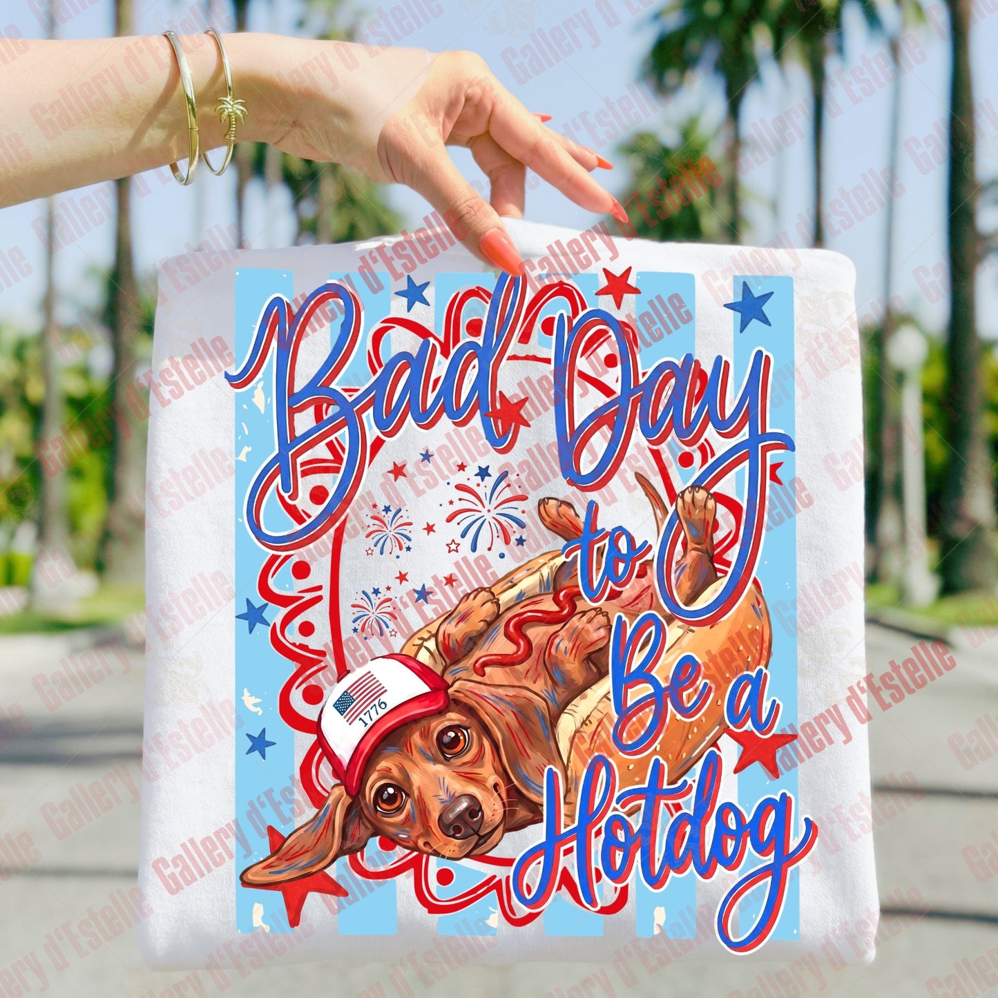 Bad Day to Be a Hotdog PNG, Funny 4th of July Dachshund Design, Patriotic Dog Graphic, Retro Summer Shirt Design