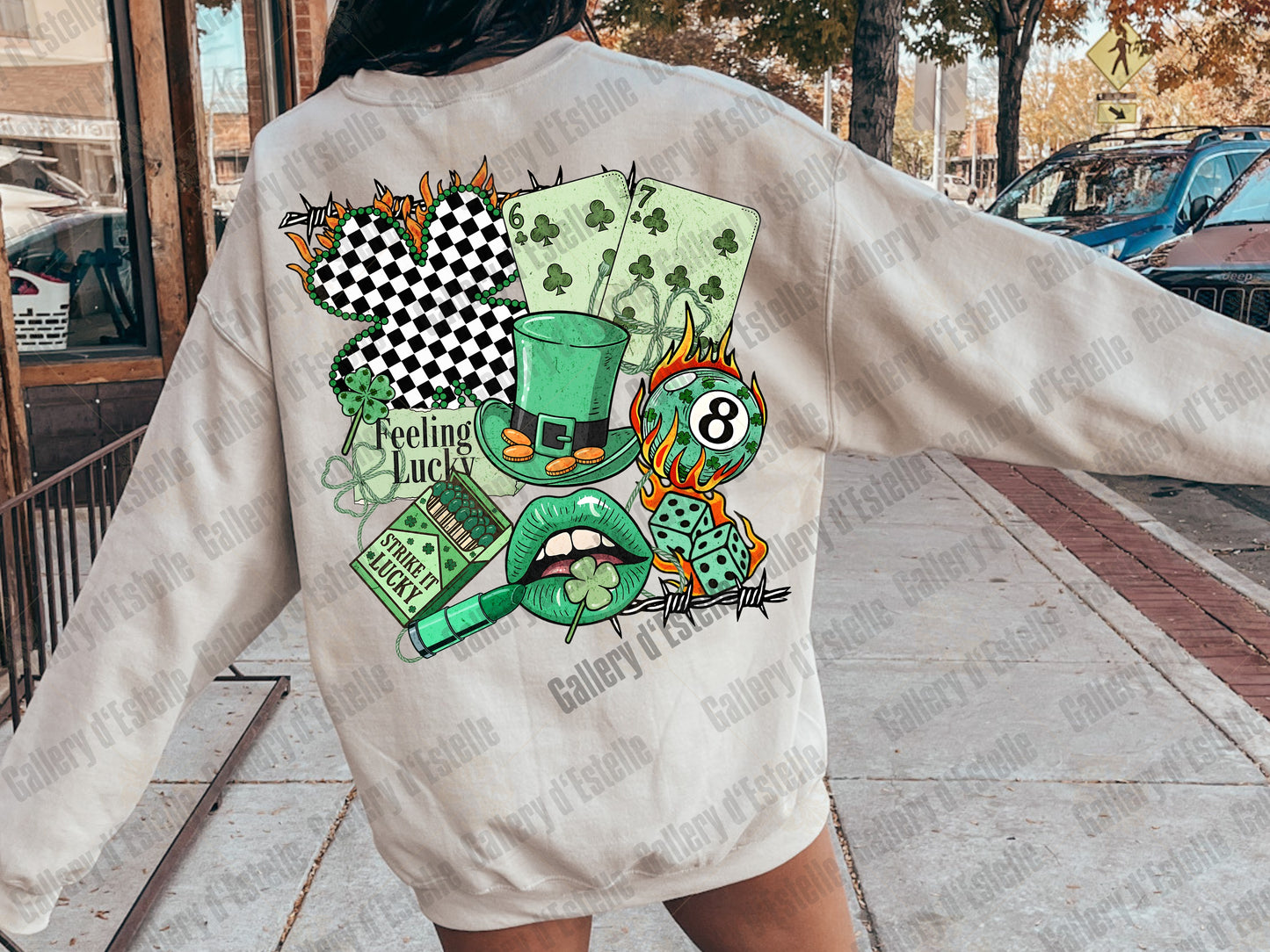 St Patricks Day Western Collage PNG, Retro Cowboy Casino Art, Lucky Shamrock Rodeo Graphic, Edgy St Paddy's Shirt Design