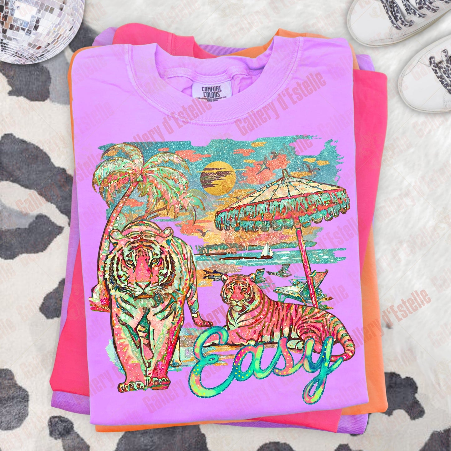 Easy Tiger Summer PNG, Funny Colorful Preppy Coastal Graphic, Trendy Beach Shirt Design