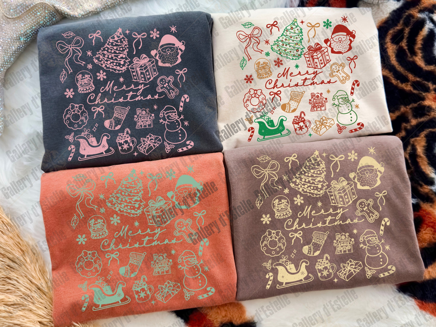 Christmas Collage PNG Bundle, Retro Holiday Sublimation Clipart, Trendy Christmas Shirt Graphic, Vintage Festive Digital Download