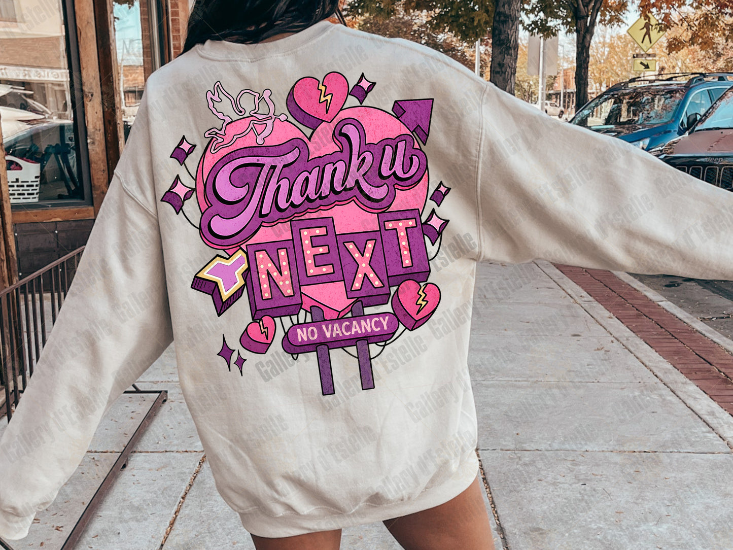 Retro Thank U Next PNG, Funny Anti Valentine Motel Sign Graphic, Pink Coquette Breakup Art, Sassy Love Shirt Design
