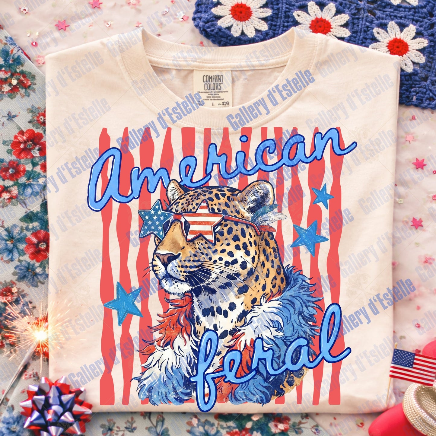 American Feral PNG, Retro Leopard 4th of July Graphic, Patriotic Cheetah Art, Funny Independence Day Shirt Design