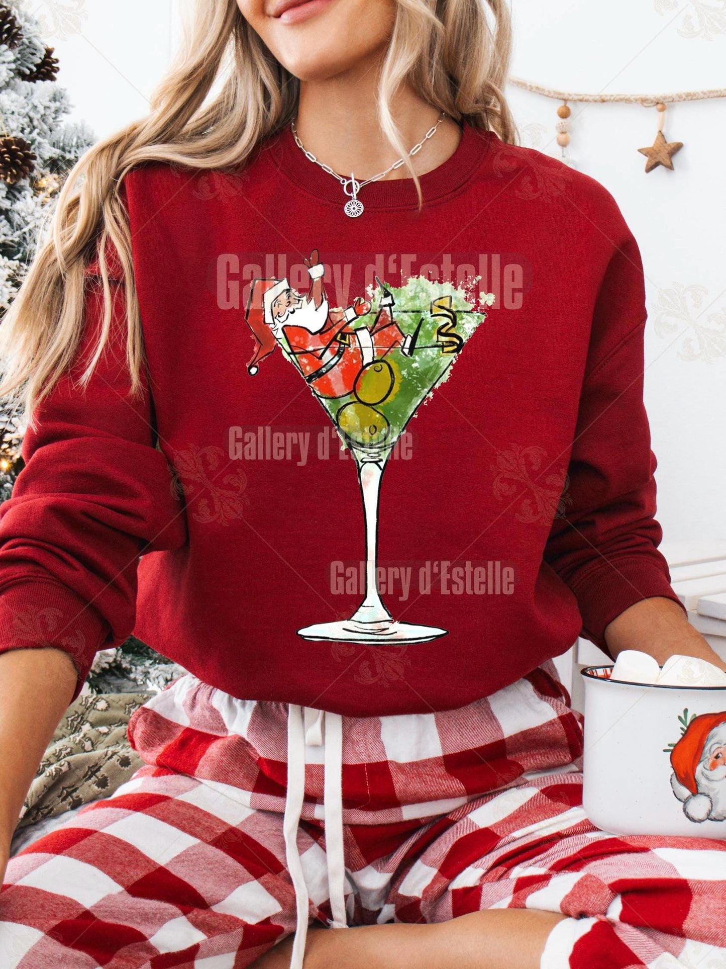 Retro Santa Claus Martini PNG, Festive Christmas Cocktail Graphic, Cute Holiday Shirt Design