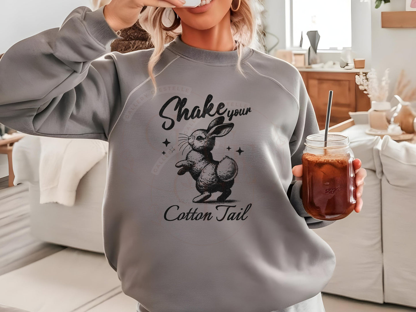 Sassy Retro Easter Bunny PNG, Shake Your Cotton Tail Graphic, Vintage Cute Rabbit Shirt Design