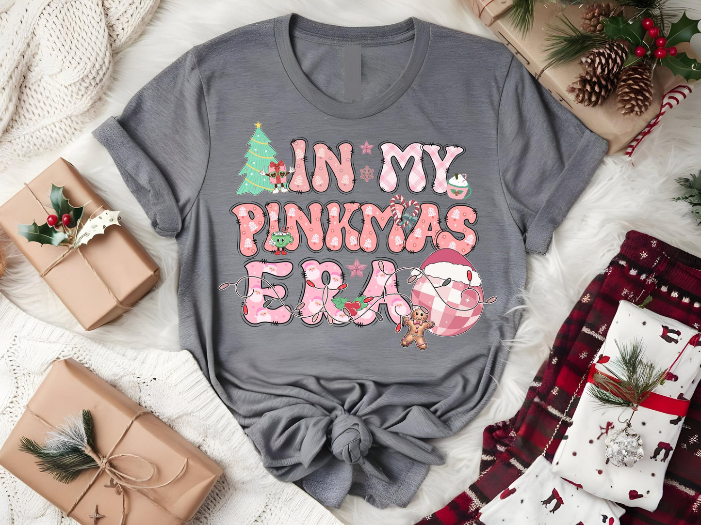 Pink Christmas PNG, In My Pinkmas Era Graphic, Retro Festive Pink Sublimation, Coquette Holiday Shirt Design