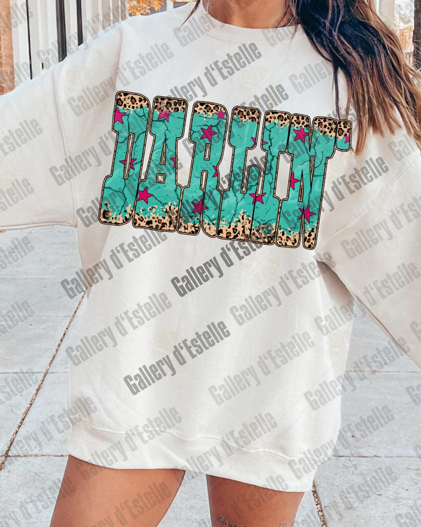 Western Darlin PNG, Retro Leopard Cowgirl Graphic, Trendy Country Girl Shirt Design