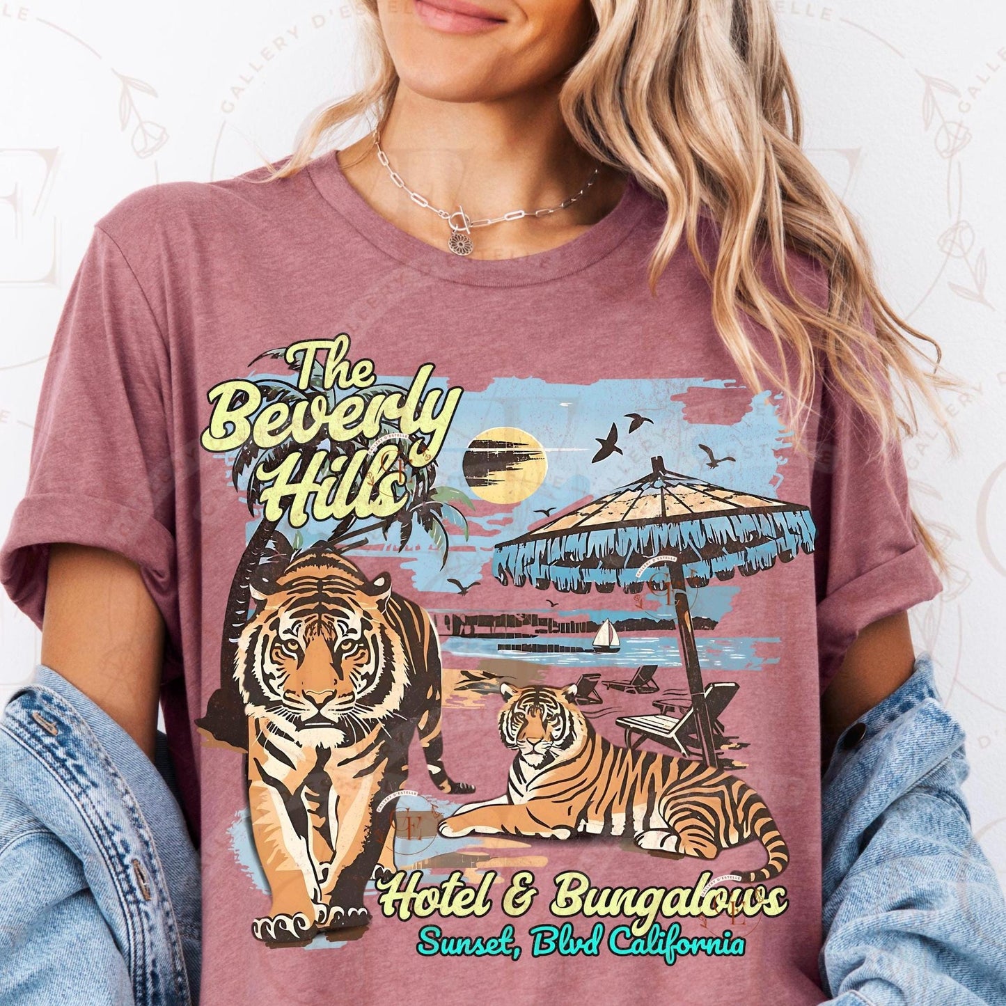 Retro Beverly Hills Tiger PNG, Vintage California Coastal Graphic, Trendy Summer Beach Shirt Design