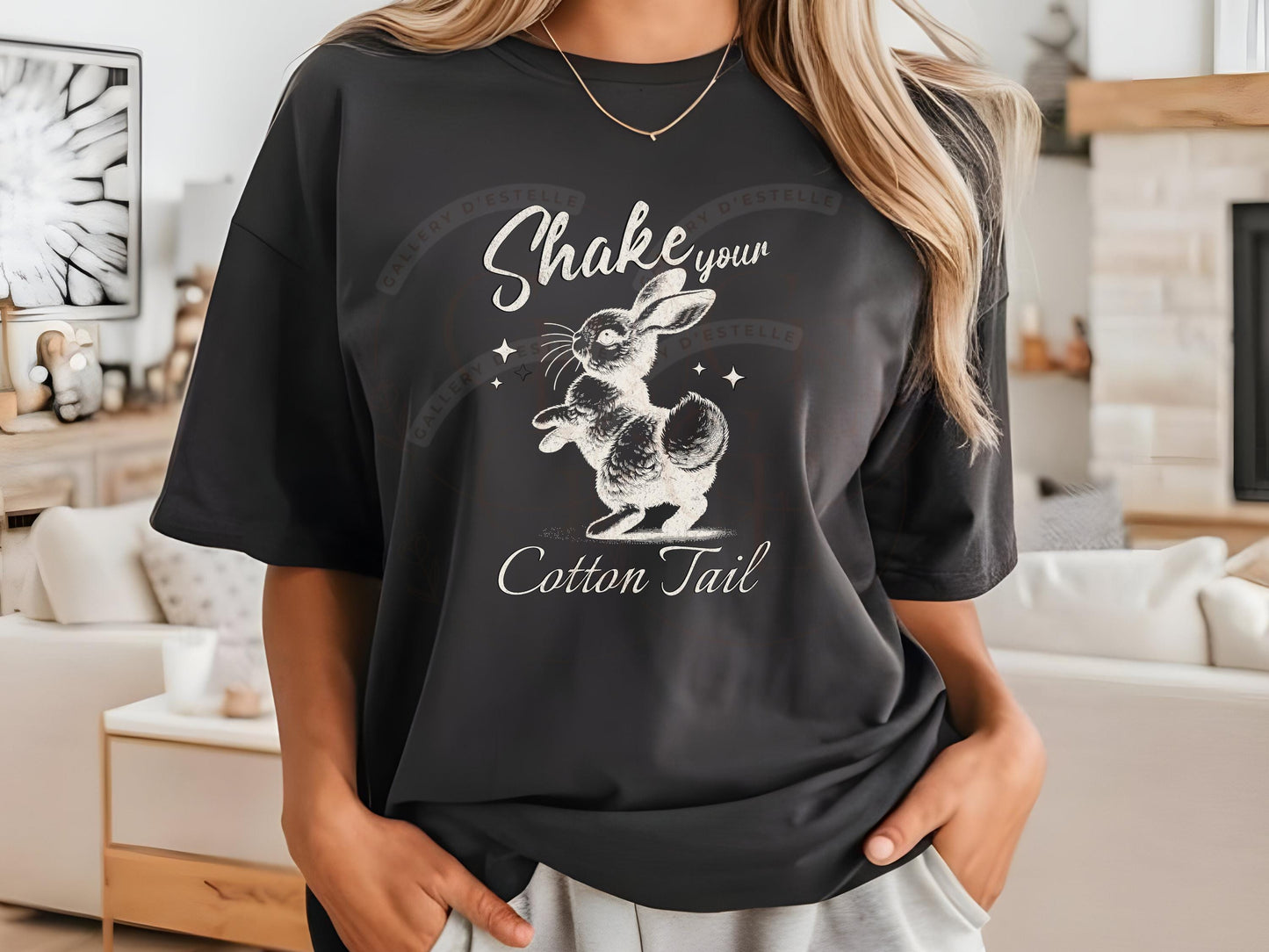 Sassy Retro Easter Bunny PNG, Shake Your Cotton Tail Graphic, Vintage Cute Rabbit Shirt Design