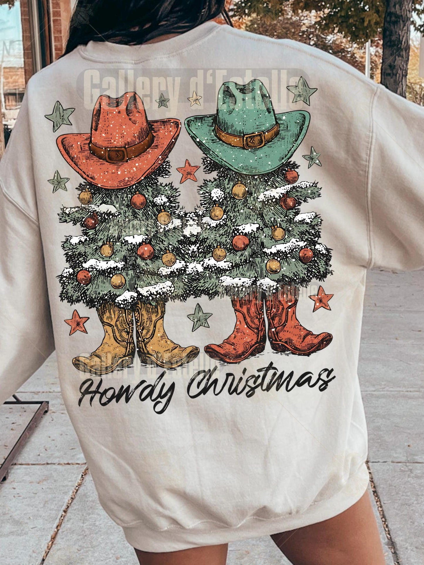 Western Howdy Christmas PNG, Festive Cowboy Holiday Graphic, Coquette Cowgirl Art, Trendy Country Shirt Design
