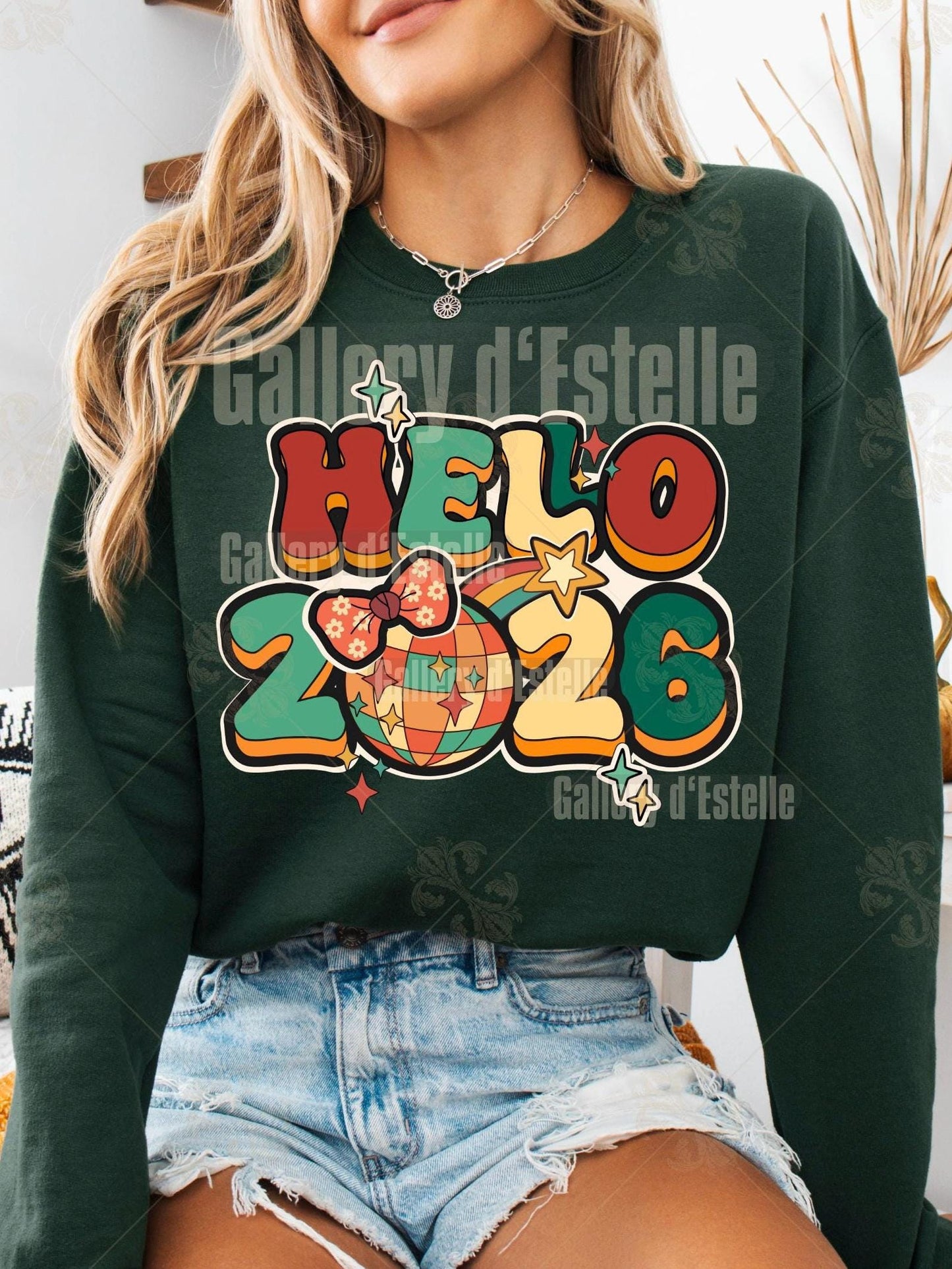 Retro Hello 2026 PNG, Groovy New Year Eve Graphic, Festive Shirt Design