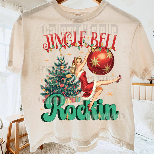 Retro Jingle Bell Rockin PNG, Nostalgic Vintage Christmas Graphic, Cute Holiday Shirt Design