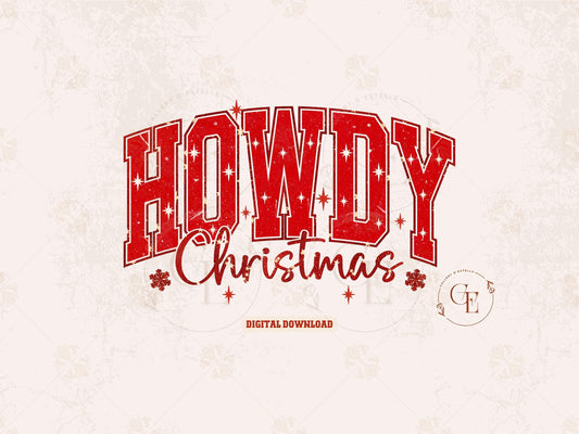 Howdy Christmas PNG, Retro Western Cowboy Holiday Quote, Festive Country Shirt Design