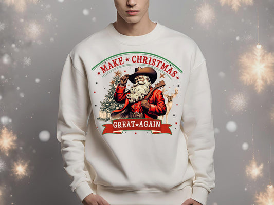 Make Christmas Great Again PNG, Festive Cowboy Graphic, Western Santa Sublimation, Country Holiday Shirt Design