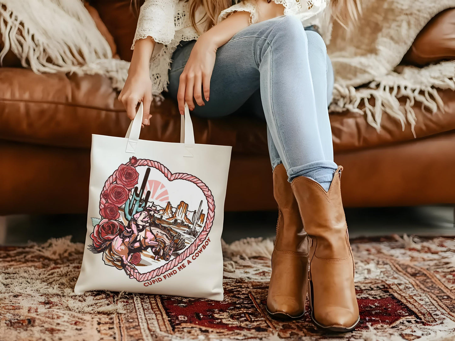 Cupid Find Me a Cowboy PNG, Vintage Western Valentine Graphic, Retro Bucking Horse Cowboy Art, Trendy Country Shirt Design
