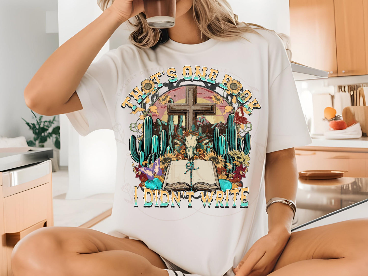 Western Christian Country PNG, Vintage Cowboy Faith Graphic, Religious Cowgirl Turquoise Bible Shirt Design