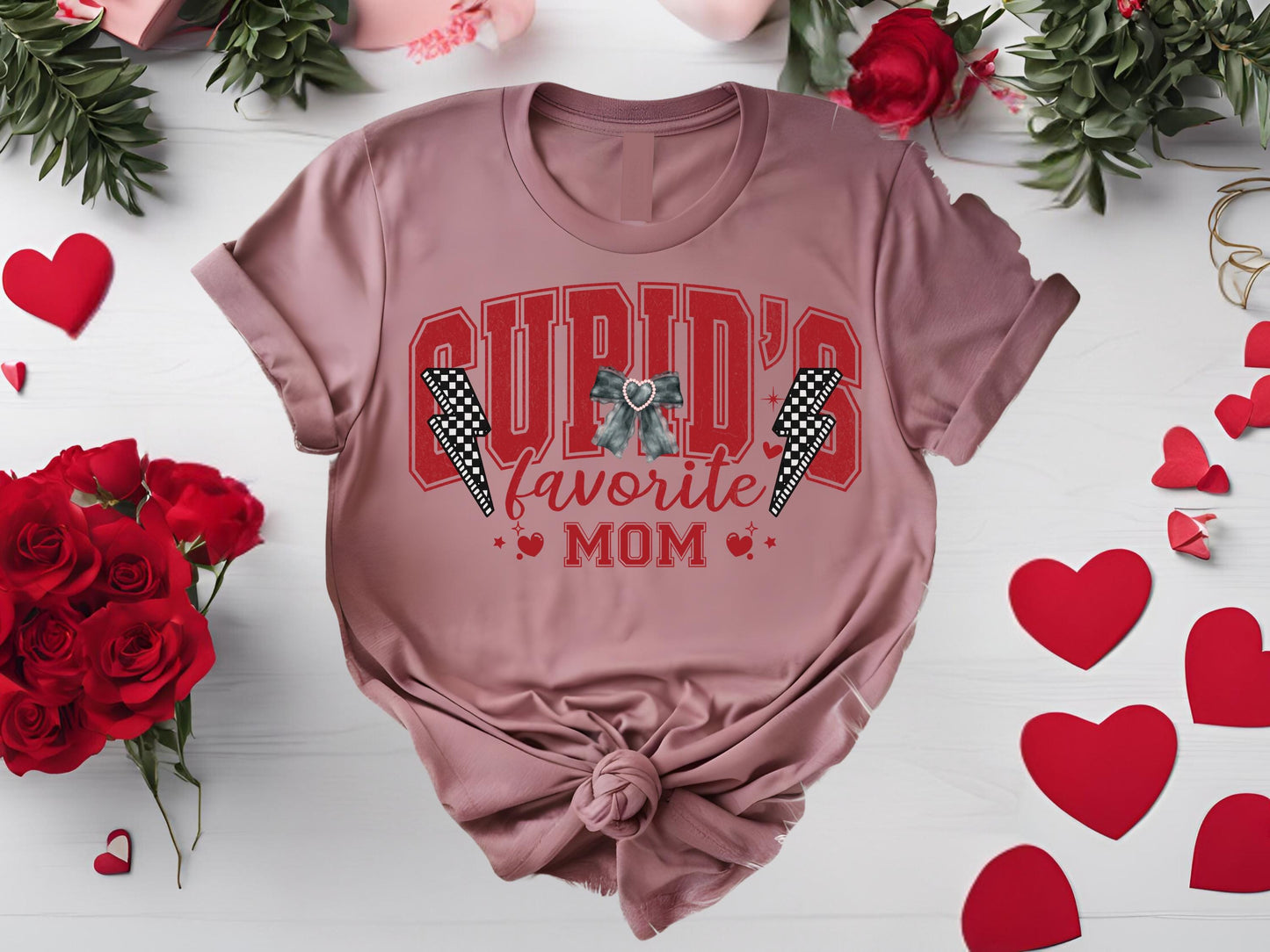 Cupid's Favorite Mom PNG, Retro Coquette Valentine Mama Graphic, Trendy Mother Shirt Design