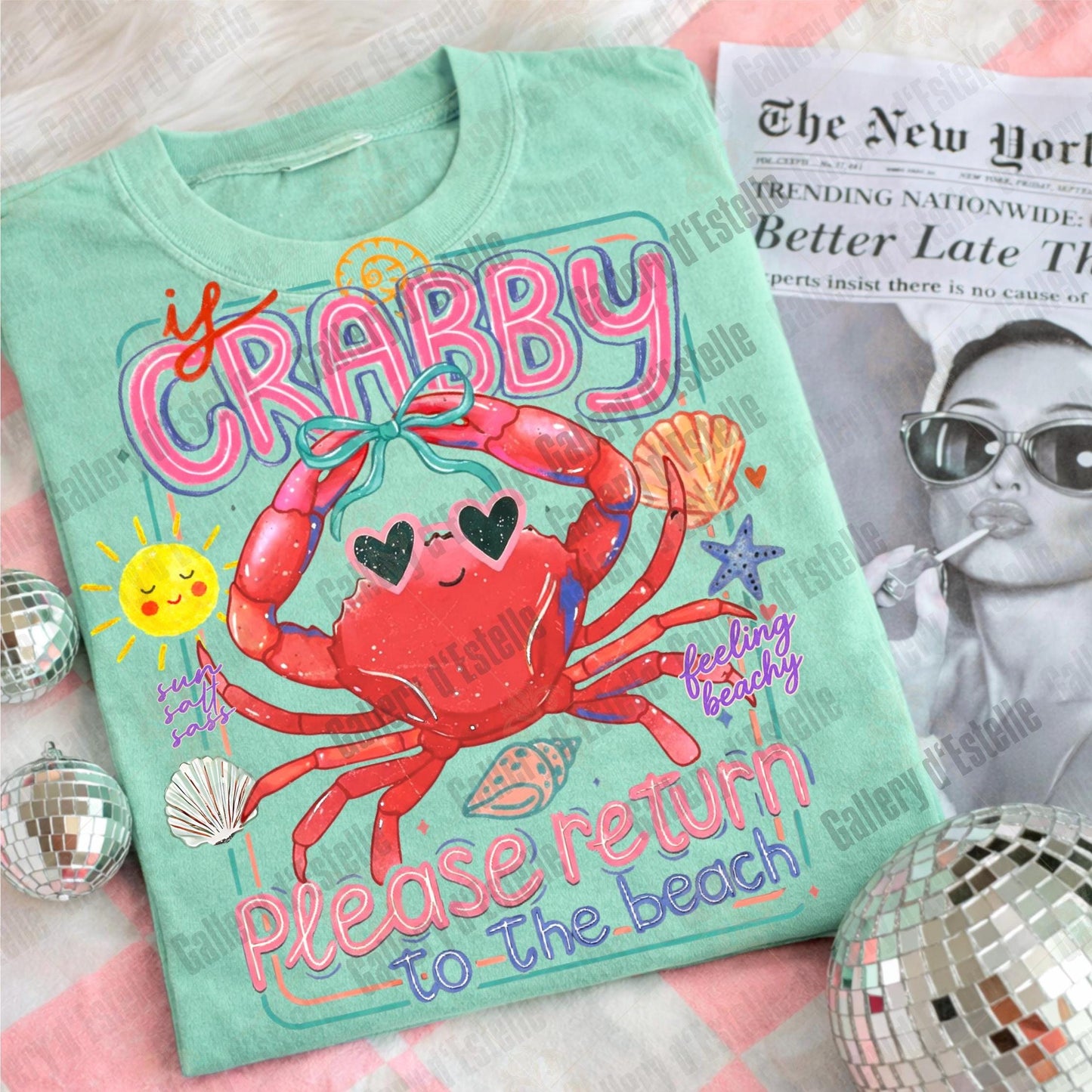Retro Crabby Beach PNG, Funny Coastal Crab Graphic, Return to the Sea Shirt Design