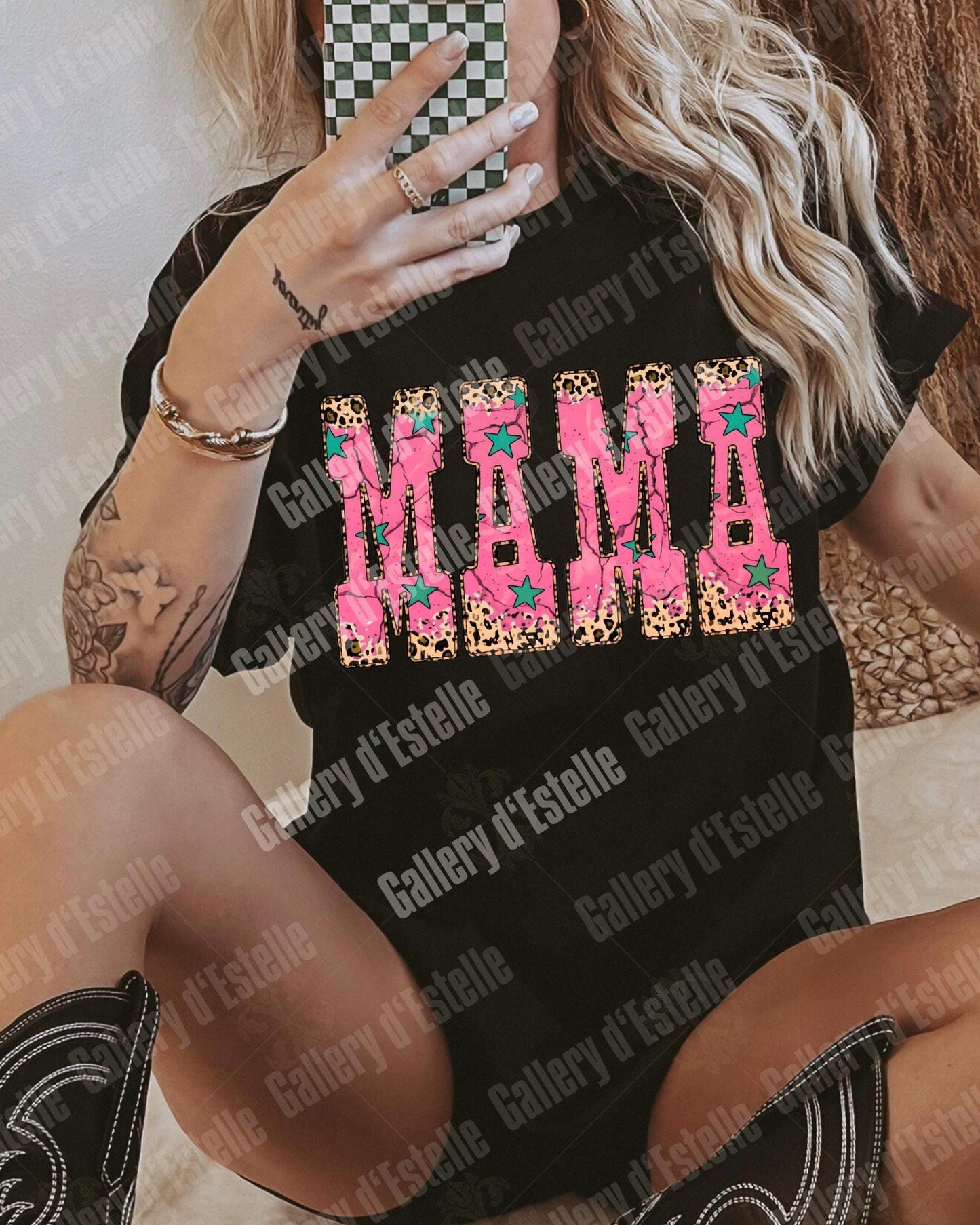 Western Mama PNG, Retro Leopard Cowgirl Graphic, Trendy Country Mom Shirt Design