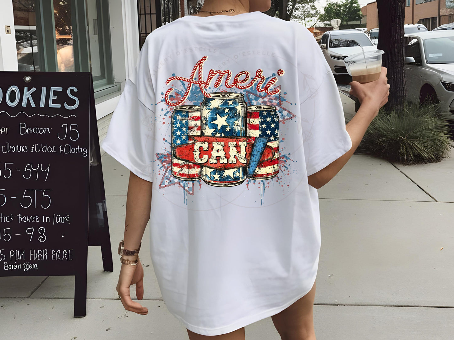 AmeriCan PNG, Retro Checkered 4th of July Patriotic Beer Shirt Design
