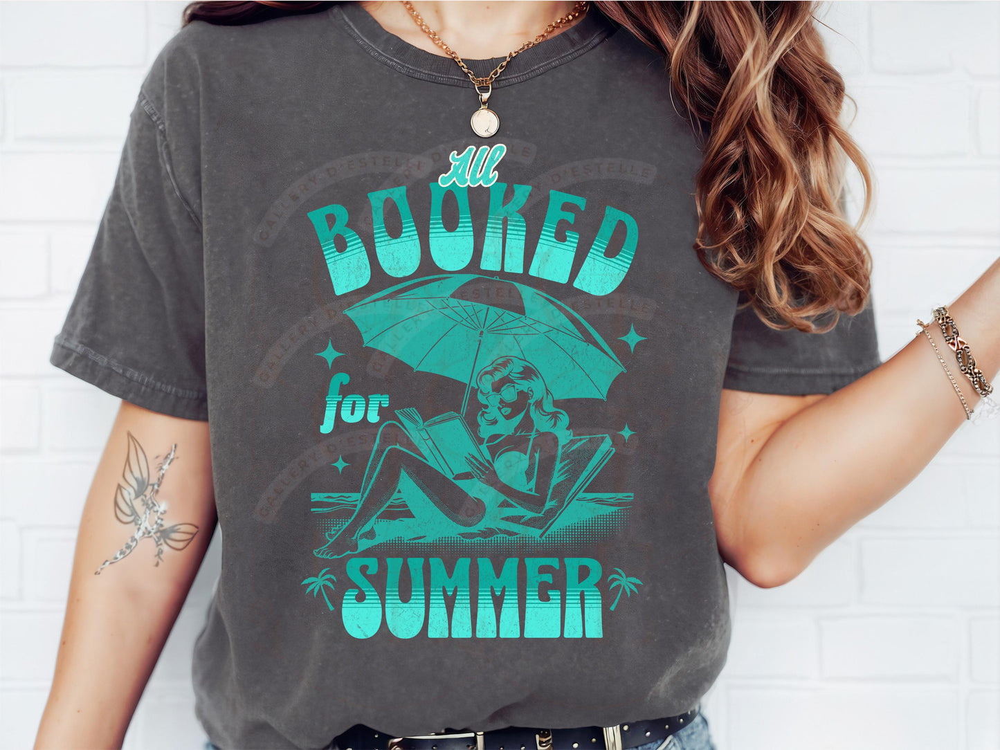All Booked for Summer PNG, Retro Coastal Book Lover Graphic, Trendy Beach Shirt Design