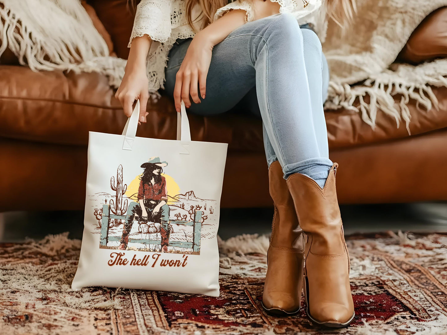 The Hell I Won't Country PNG, Rustic Western Cowgirl Style Graphic, Trendy Retro Cowgirl Rodeo Shirt Design