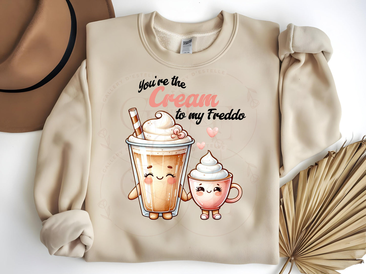 You're the Cream to My Freddo PNG, Retro Coffee Love Art, Funny Valentines Day Graphic, Cute Shirt Design