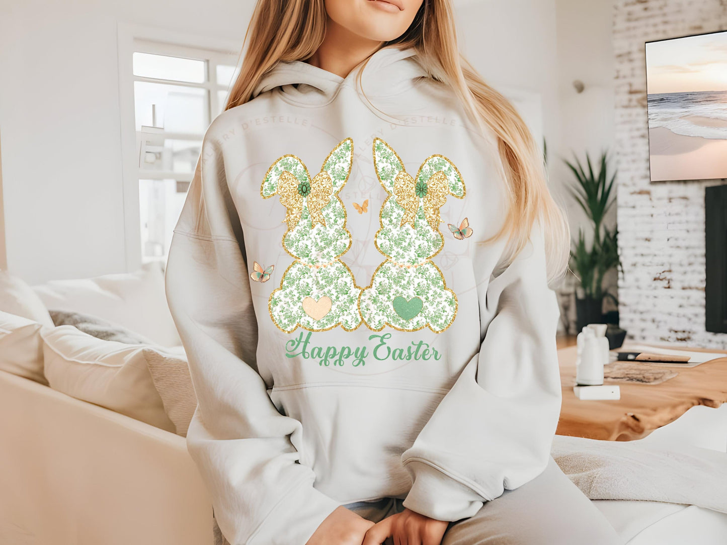 Coquette Green Toile Bunnies PNG, Vintage Glitter Lace Bow Graphic, Happy Easter Art, Country Chic Shirt Design
