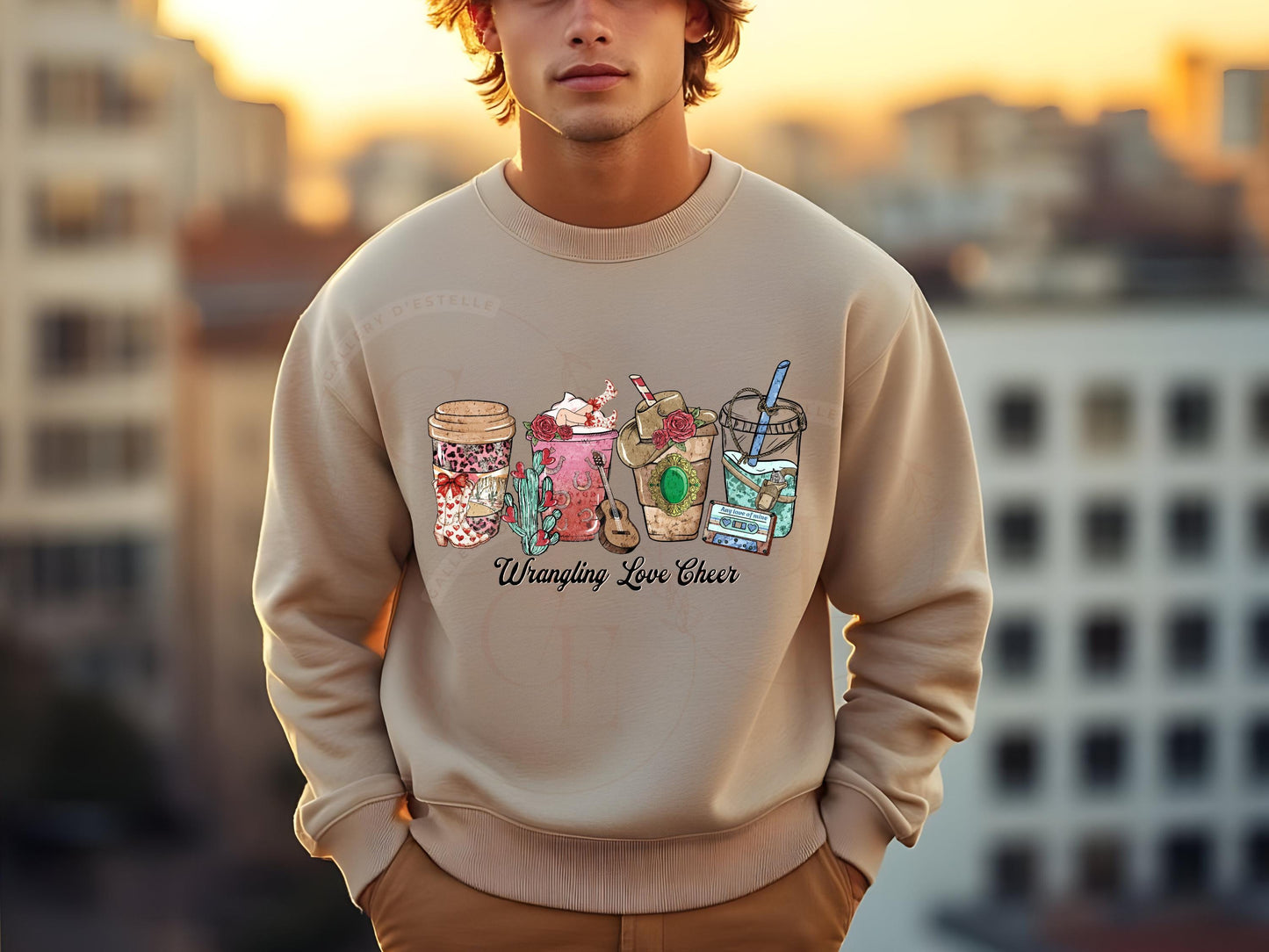 Wrangling Love Essentials PNG, Rustic Cowgirl Coffee Cup Graphic, Retro Valentine Country Shirt Design