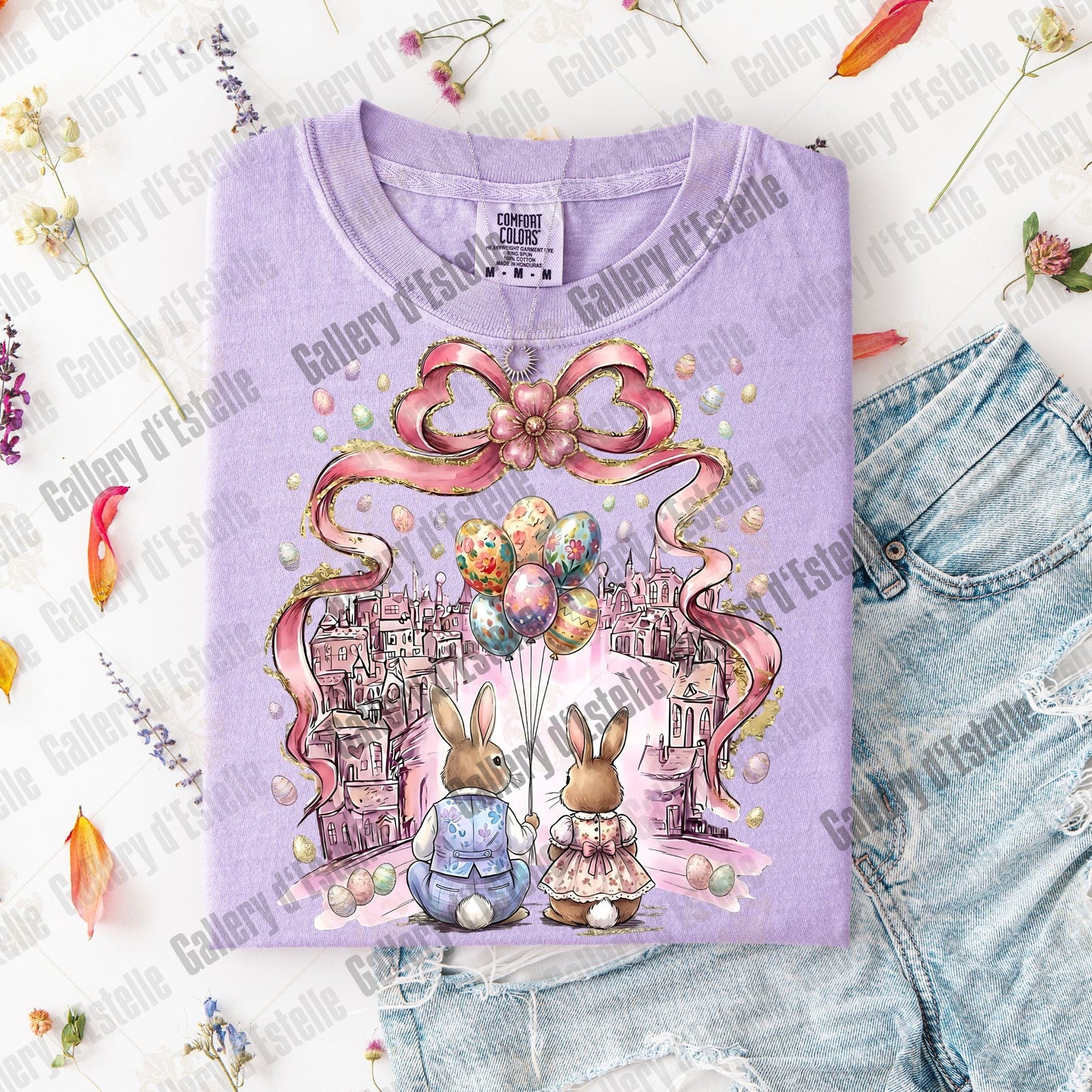 Coquette Easter Bunny PNG, Vintage Pink Spring Graphic, Romantic Rabbit Art, Trendy Country Shirt Design