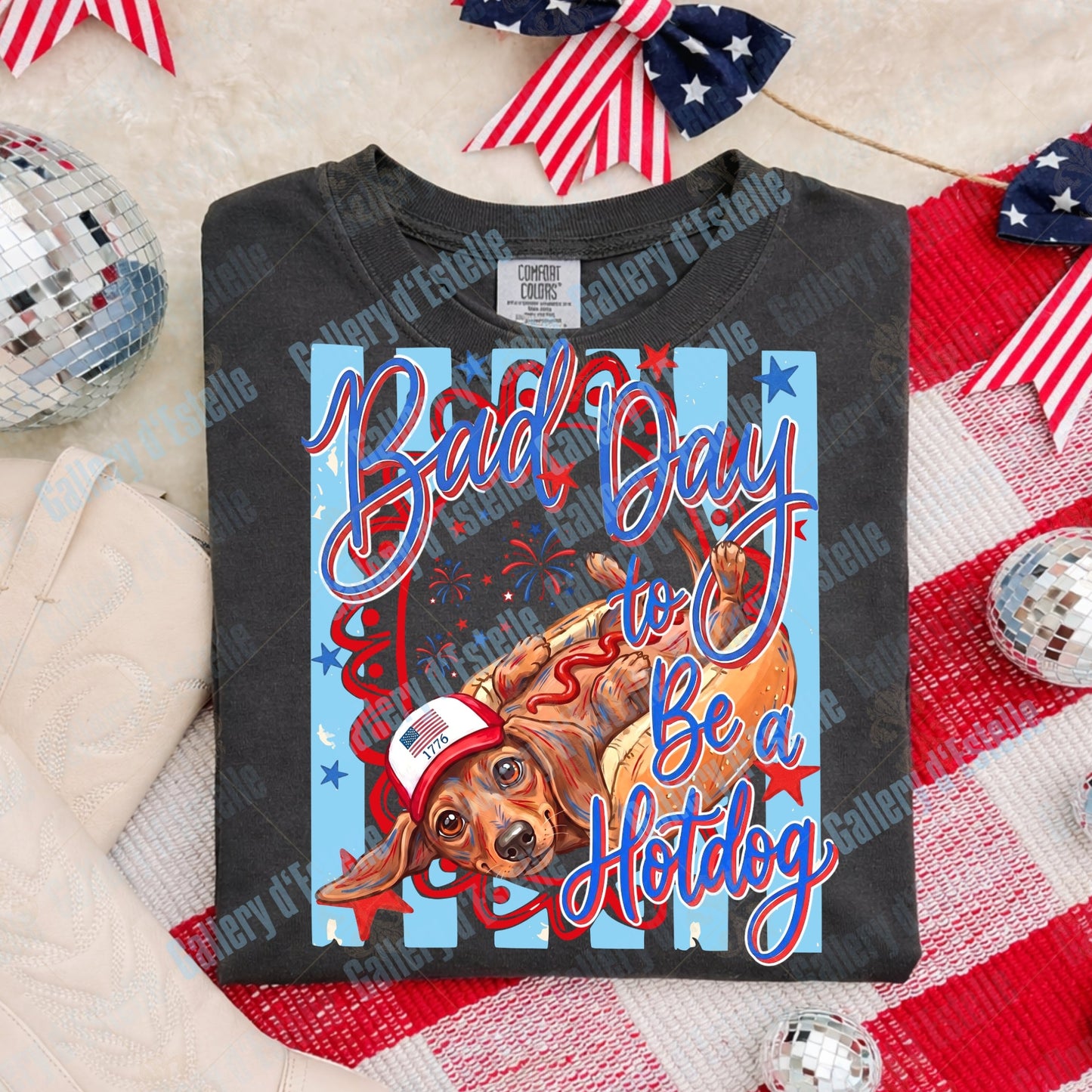 Bad Day to Be a Hotdog PNG, Funny 4th of July Dachshund Design, Patriotic Dog Graphic, Retro Summer Shirt Design