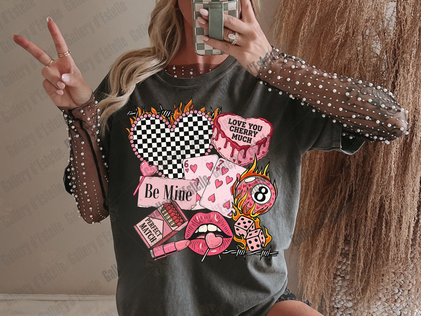 Retro Valentine Collage PNG, Edgy Y2K Casino Graphic, Western Cowgirl Love Art, Trendy VDay Shirt Design