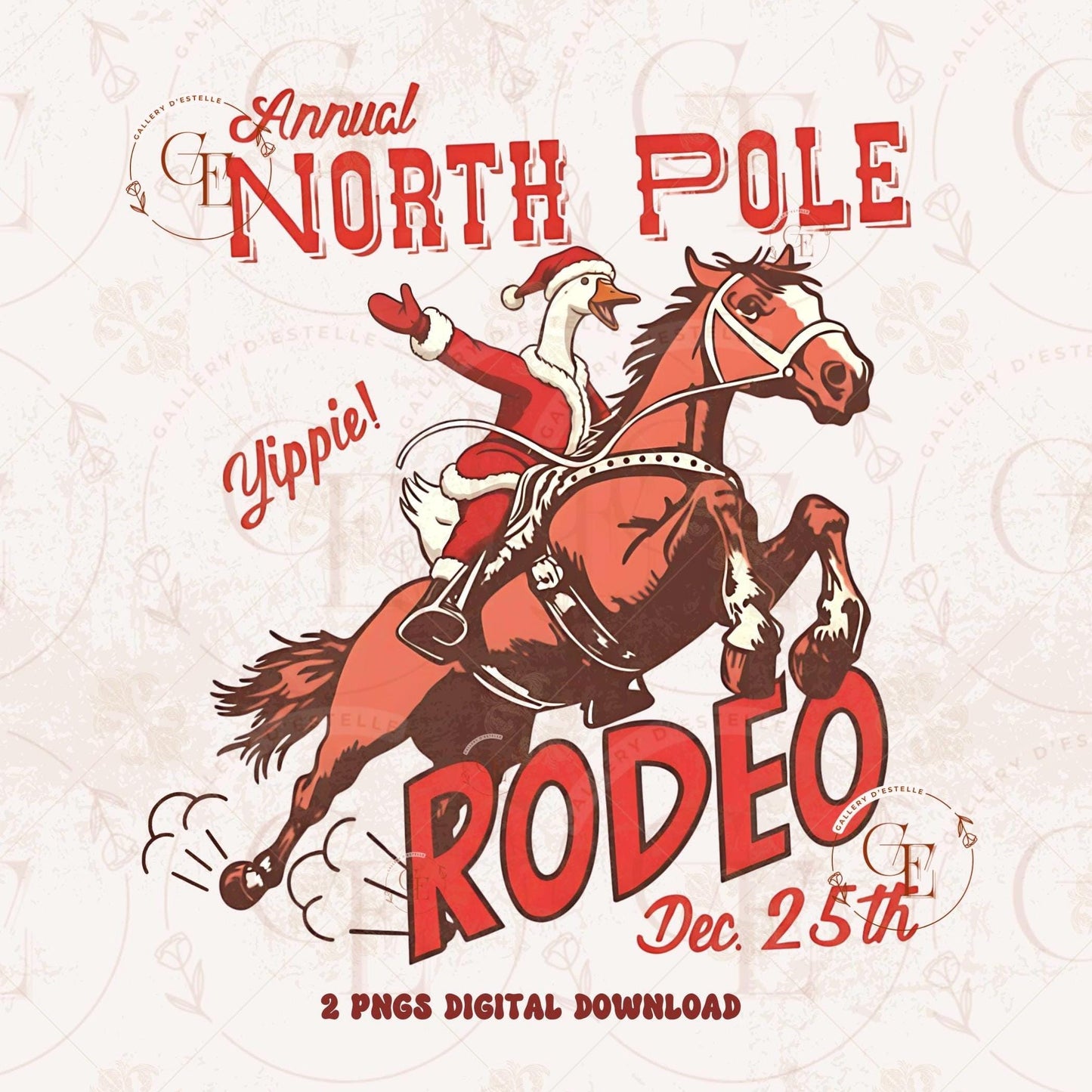 North Pole Goose Rodeo PNG, Retro Western Christmas Graphic, Festive Farmhouse Art, Funny Cowboy Shirt Design