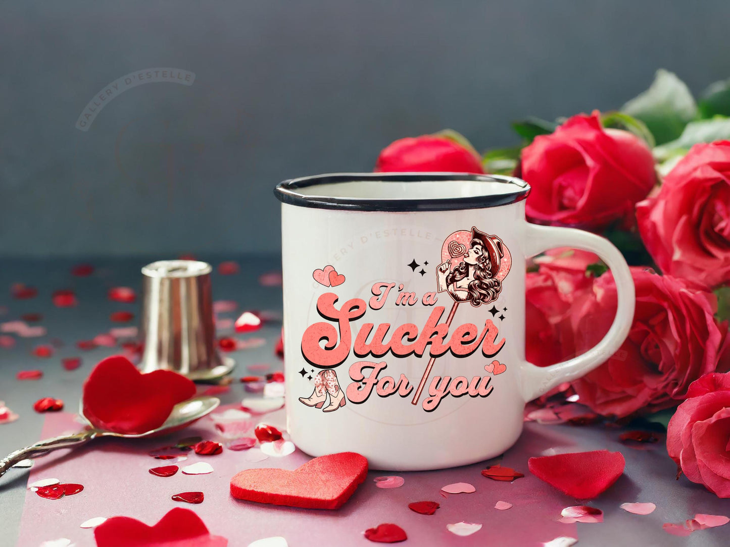 I'm a Sucker for You Western PNG, Sassy Cowgirl Lollipop Graphic, Retro Valentine Art, Trendy Country Shirt Design