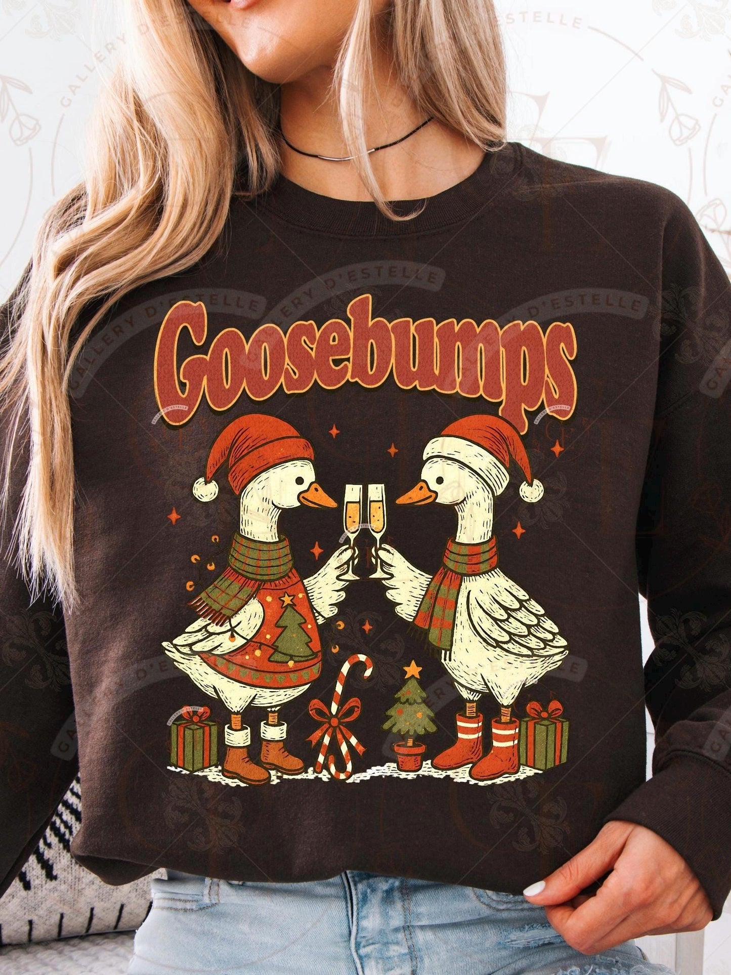 Goosebumps Christmas PNG, Festive Retro Goose Graphic, Cute Farmhouse Holiday Art, Trendy Country Christmas Shirt Design