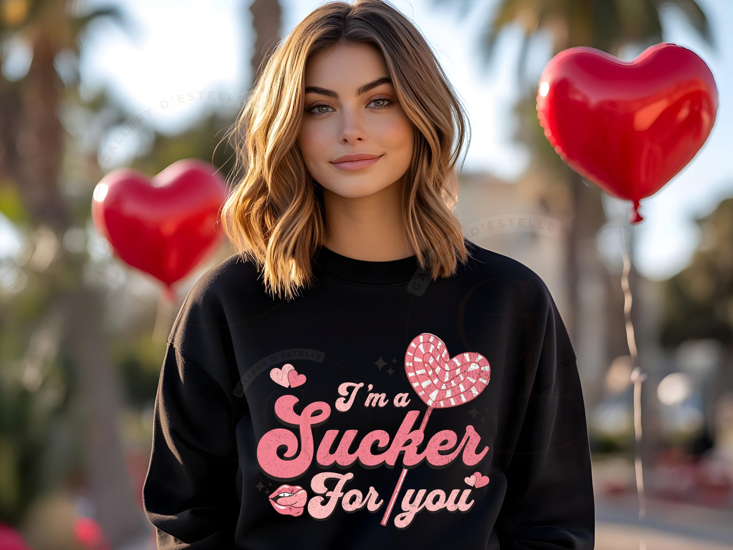 I'm a Sucker for You Retro PNG, Cute Pink Lollipop Graphic, Coquette Valentines Love Shirt Design