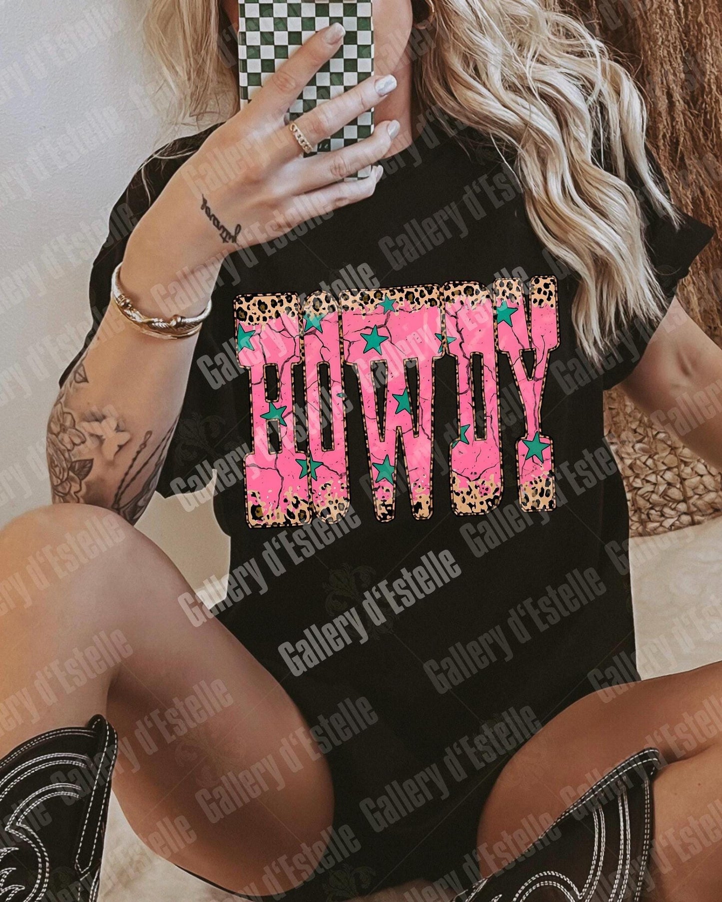 Western Howdy PNG, Retro Leopard Cowgirl Graphic, Trendy Country Girl Shirt Design