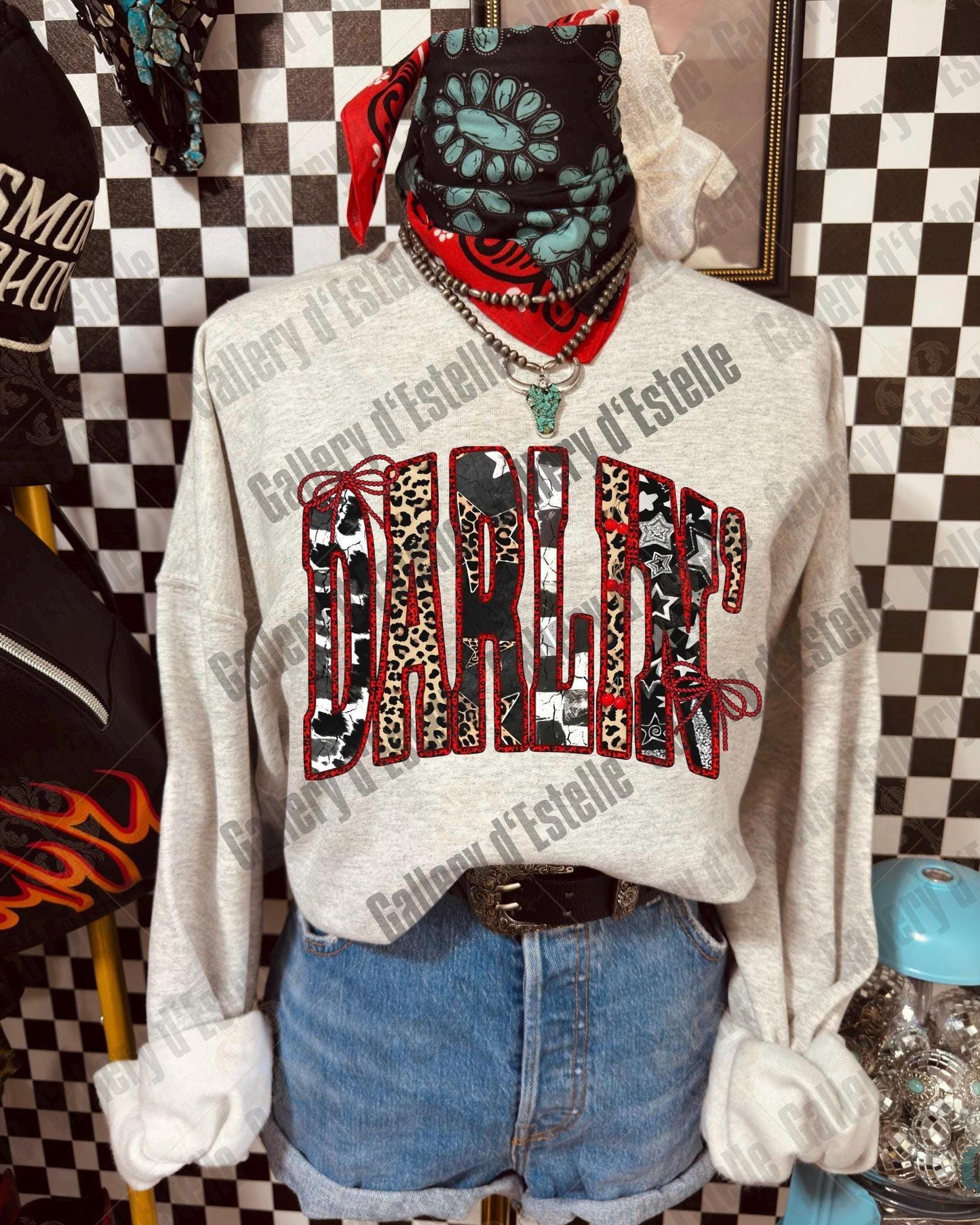 Edgy Western Darlin PNG, Retro Leopard Cowgirl Graphic, Yallternative Country Girl Shirt Design